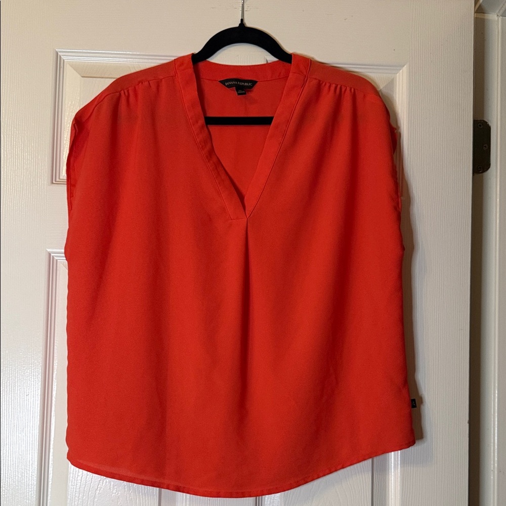 Banana Republic Bright Salmon V-Neck Blouse